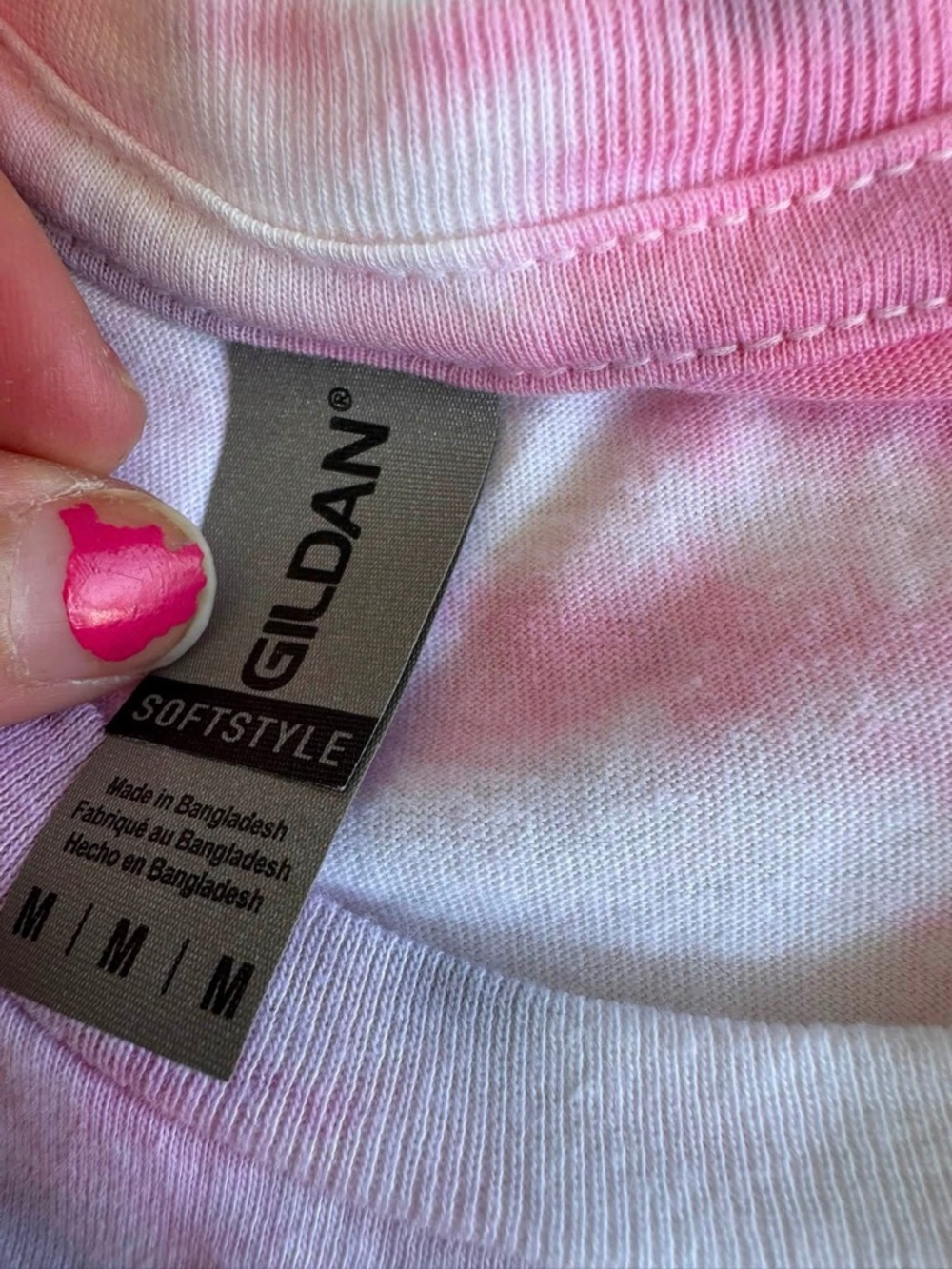 Gildan White Pink Gray Tie-Dye "Badass Aunt" Tee - Picture 3 of 3
